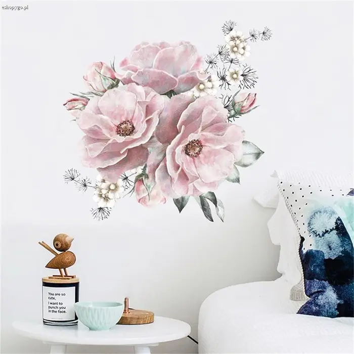 Różowe kwiatowe naklejki na ścianę BLOOM