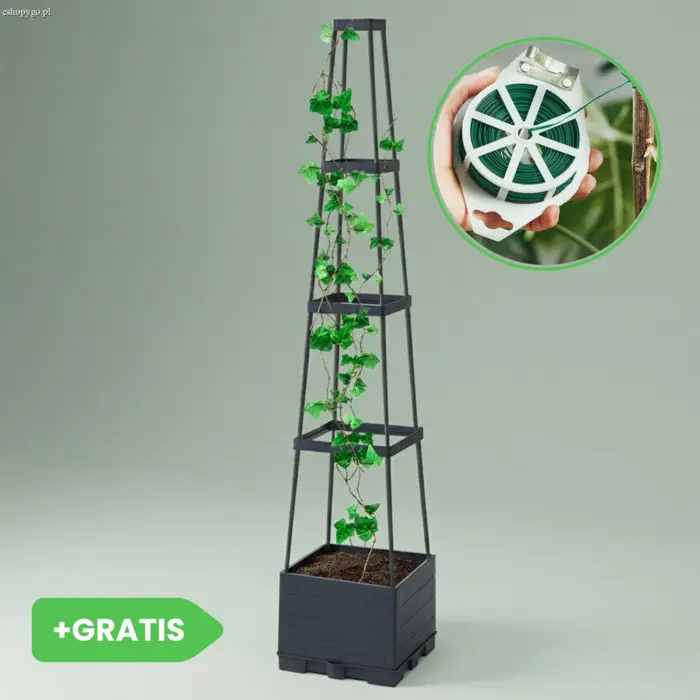 Donica z kratką do pnączy PLANTSTAND + drut do podwiązywania roślin (200 m) GRATIS