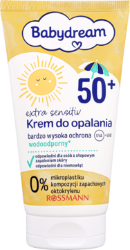 BABYDREAM, Extra Sensitive, krem do opalania, wodoodporny, SPF 50+, 75 ml