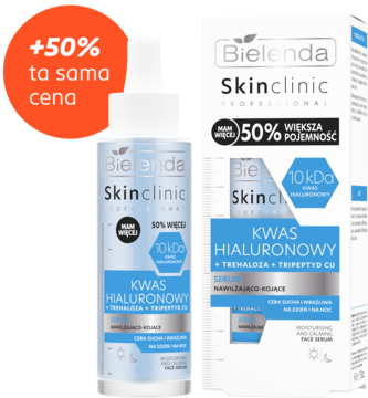 BIELENDA, Skin Clinic Professional Kwas Hialuronowy, serum do twarzy, nawilżająco-kojące, na dzień i na noc, 45 ml