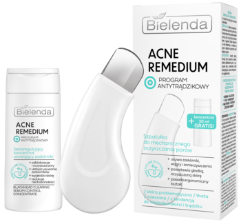 BIELENDA, Acne Remedium, zestaw do mechanicznego oczyszczania porów, szpatułka + koncentrat 30ml, 1 szt.