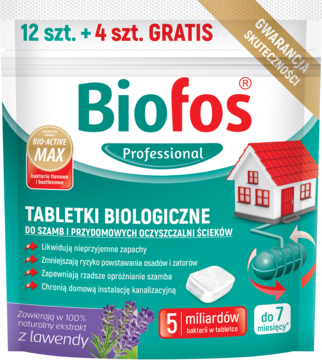 Biofos, Professional, tabletki biologiczne do szamb i przydomowych oczyszczalni ścieków, 16 szt.