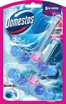 Domestos, Colored Water Blue, kostki toaletowe, Magnolia, 2x48 g