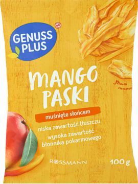 GENUSS PLUS, suszone mango, w paskach, 100 g