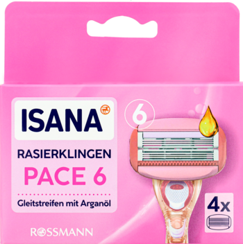 Isana, wkłady do maszynki do golenia, 6-ostrzowe, dla kobiet, 4 szt.
