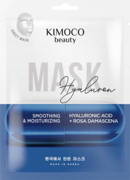 Kimoco, Beauty, maska w płachcie z kwasem hialuronowym, wygładzająco-nawilżająca, 23 ml