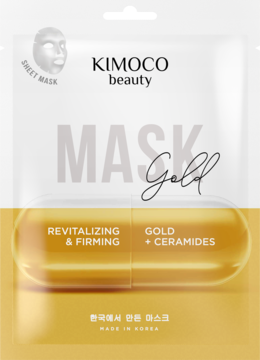 Kimoco, Beauty, maska w płachcie ze złotem koloidalnym i ceramidami, rewitalizująco-ujędrniająca, 23 ml
