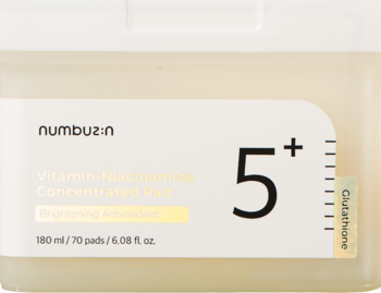 Numbuzin, No.5+ Glutathione, płatki do twarzy z tonerem, nawilżająco-złuszczające, z witaminami i Niacynamidem, 180 ml
