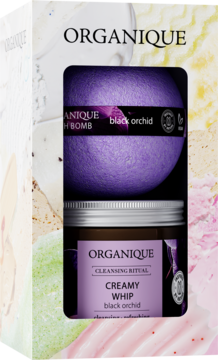 Organique, Cleansing Ritual, zestaw kosmetyków dla kobiet, pianka do mycia ciała 200ml + kula do kąpieli 70g, Black Orchid, 1 szt.