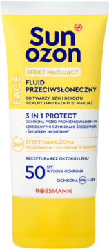 SUNOZON, fluid przeciwsłoneczny, matujący, nawilżający, UVA+UVB, SPF 50;, 50 ml